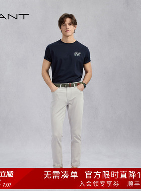 GANT/甘特春夏新款男裤时尚修身简约通勤纯灰色百搭高级感牛仔裤