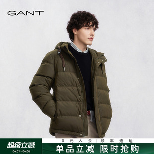外套复古潮流连帽柔软短款 GANT 甘特秋冬新款 男士 休闲羽绒服 美式