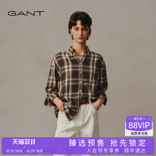 【旷野系列】GANT/甘特26秋冬新款女士棉质复古格纹叠搭长袖衬衫
