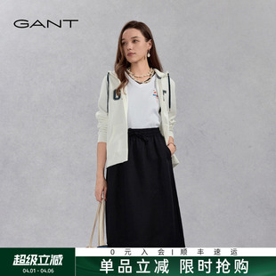 女士连帽拉链卫衣字母印花运动美式 休闲风宽松外套 甘特春季 GANT