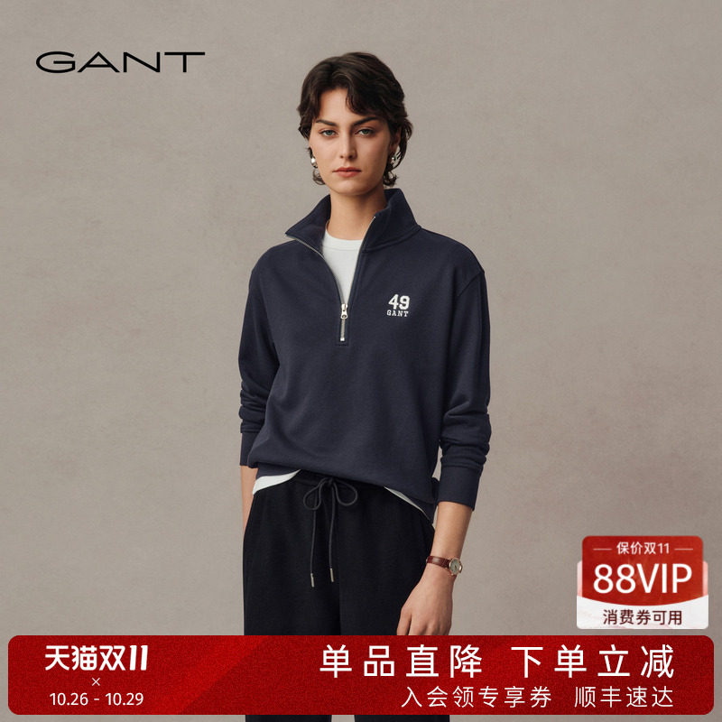 【随心系列】GANG/甘特26秋冬女士学院风半拉链套头美式休闲卫衣