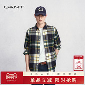 磨毛衬衫 GANT 甘特25秋冬新款 男装 学院风上衣纯棉格纹衬衣