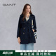 风衣可拆卸连帽气质外套 女士复古双排扣系带中长款 GANT 甘特新款