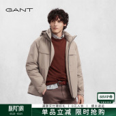 男士 新款 简约抽绳连帽纯色休闲御寒鸭绒羽绒服外套 甘特冬季 GANT