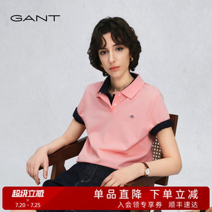 【出色POLO】GANT/甘特26春夏新款女士珠地棉柔软微弹翻领短袖T恤