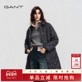 女士轻薄中长款 GANT 甘特2025秋冬新款 棉服复古翻领绗缝直筒外套