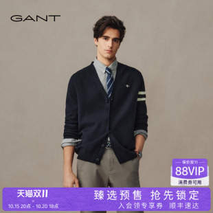 【高智系列】GANT/甘特26秋冬男士学院风V领复古长袖针织开衫外套