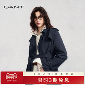 女士复古老钱风双排扣大翻领中长款 GANT 甘特25秋冬新款 风衣外套