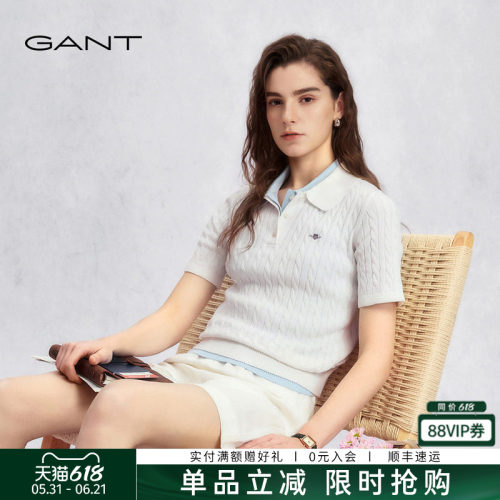 GANT/甘特女士绞花短袖针织衫