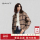 GANT 外套 女士毛呢大衣羊毛混纺复古格纹短款 甘特2025秋冬季 新款