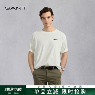 凉爽通勤纯色简约百搭休闲短袖 T恤衫 男士 甘特夏季 100%棉 GANT
