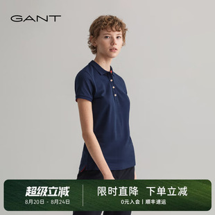 GANT 甘特女士经典 休闲简约针织翻领上衣透气通勤网眼短袖 Polo衫