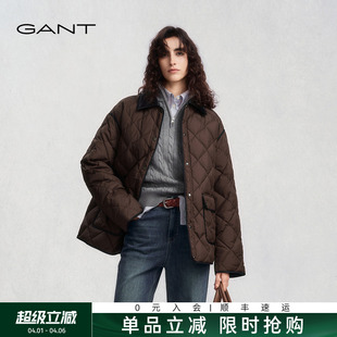 新款 女士菱格复古老钱风鸭绒轻便羽休闲绒服外套 甘特秋冬季 GANT