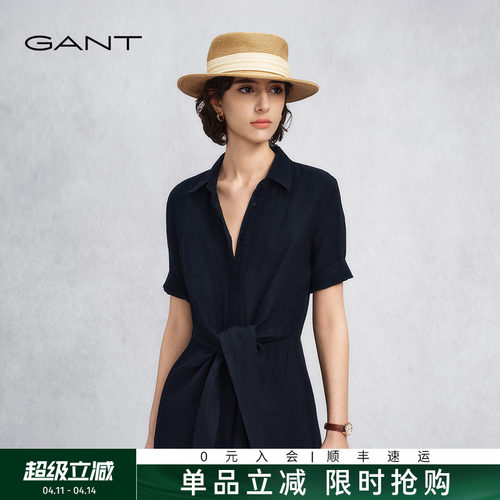 GANT/甘特女士纯亚麻连衣衬衫裙
