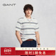 100%棉 GANT 甘特26年男士 纯棉撞色条纹拉链领休闲短袖 POLO衫
