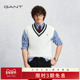 马甲撞色鸡心领绞花学院风百搭无袖 GANT 甘特26春夏男士 毛背心