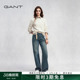 休闲百搭潮流牛仔裤 GANT 复古水洗长裤 女士直筒阔腿裤 甘特春秋季