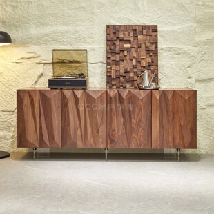 意式极简北美黑胡桃木餐边柜客厅电视柜展示柜设计师款艺术玄关柜