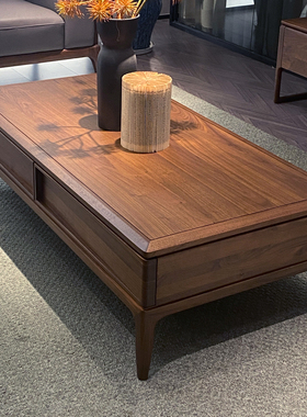 设计师款茶几北美黑胡桃木实木长茶几家用客厅矮茶台原木大方几