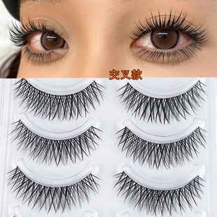 雨卡卡K102自然仿真素颜假睫毛交叉透明软梗嫁接泰妆浓密眼睫毛