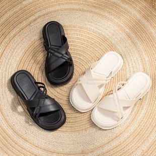 防滑沙滩平底凉拖鞋 法式 网红ins潮夏天外穿女士拖鞋 新款 一字女鞋
