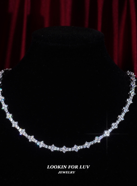 LFL欧美嘻哈饰品 满钻荆棘网球链六边型潮流百搭超闪基础款钻链