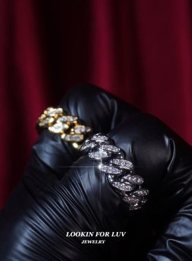 LFL男女镀金欧美百搭古巴戒指