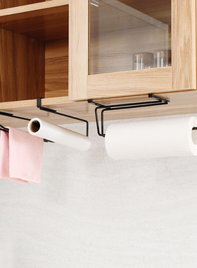 304不锈钢厨房纸巾架锡纸保鲜z袋收纳架 免打孔懒人抹布挂架卷纸