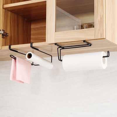 304不锈钢厨房纸巾架锡纸保鲜袋收纳架 免打孔懒人抹布挂架卷纸架