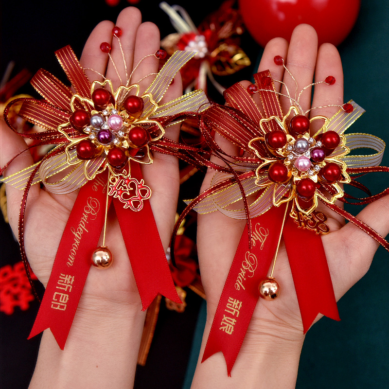 婚礼高档新郎新娘仿真胸花