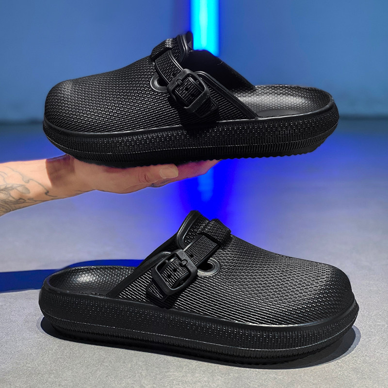 外贸原单捡漏 开车办公室居家海边防滑半拖鞋包头拖鞋男沙滩外穿