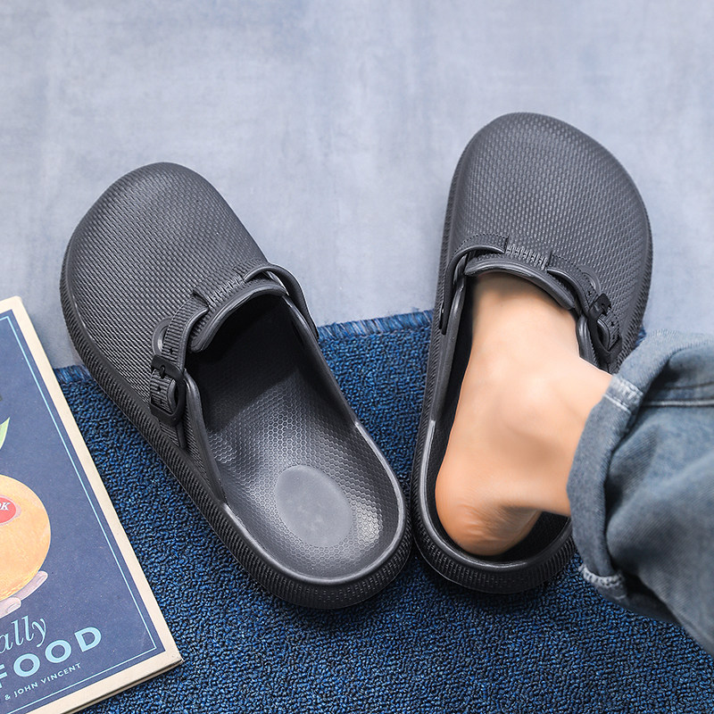 外贸原单捡漏 办公室半拖鞋包头拖鞋男开车防滑外穿居家海边沙滩