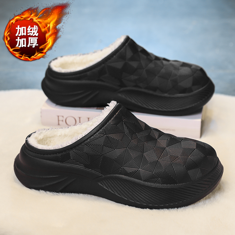加绒加厚软底防水棉拖冬季室内居家保暖防滑女冬2025新款棉拖鞋男