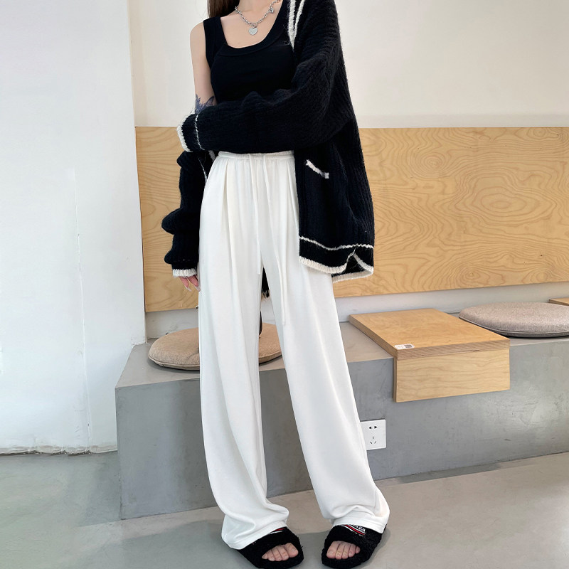 白色阔腿裤女2023秋冬加绒宽松休闲糯米裤慵懒垂感拖地云朵裤子,女装/女士精品,休闲裤,淘宝优惠券,粉丝福利购,淘宝优惠卷