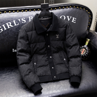 欧洲站轻奢羽绒服男2025冬季新款休闲保暖高端男士短款白鸭绒外套