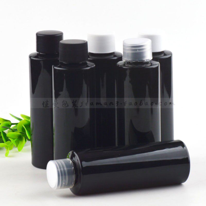 120ml平肩黑瓶塑料瓶普通盖可乐盖瓶子分装瓶分装试用装小瓶