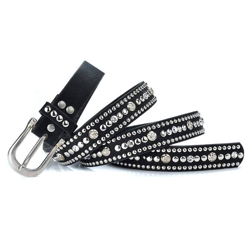 女士皮带搭配牛仔裤合金铆钉时尚