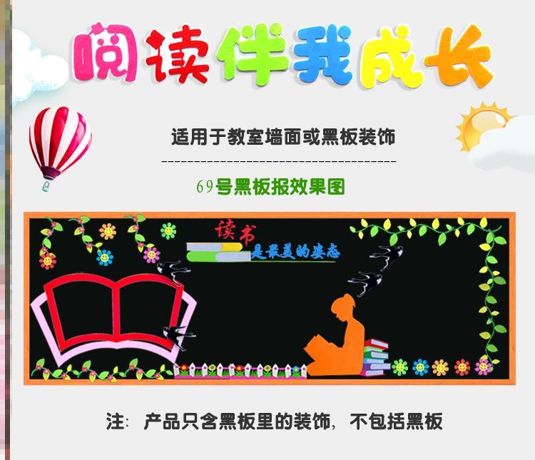 好习惯爱阅读标语读书阅读主题黑板报书香宣传栏贴面贴画文化墙