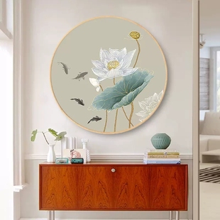 新中式荷花九鱼图十字绣鱼戏莲叶2022新款小件线绣客厅餐厅自己绣