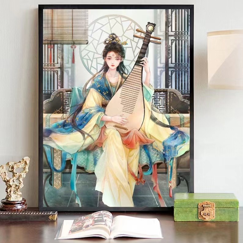 十字绣余音袅袅2022新款古风美女图卧室客厅大格棉线四股线绣小件