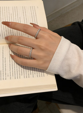 轻奢精致满钻戒指女食指开口可调节高级感锆石指环