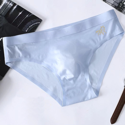 男士内裤冰丝一片式无痕超轻薄透气舒适三角裤低腰简约时尚弹力