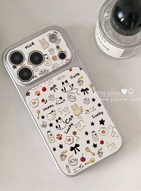 适用苹果17pro手机壳2026卡通新款iphone16pormax网红高级感ins防摔女ip13硅胶全包镜头15pm保护套猫咪小零食