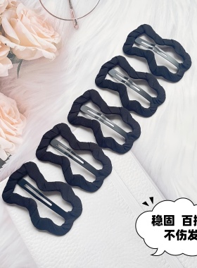 熊仔黑色布艺发夹bb夹绕布发卡简约刘海夹韩版发饰不伤发碎发边夹