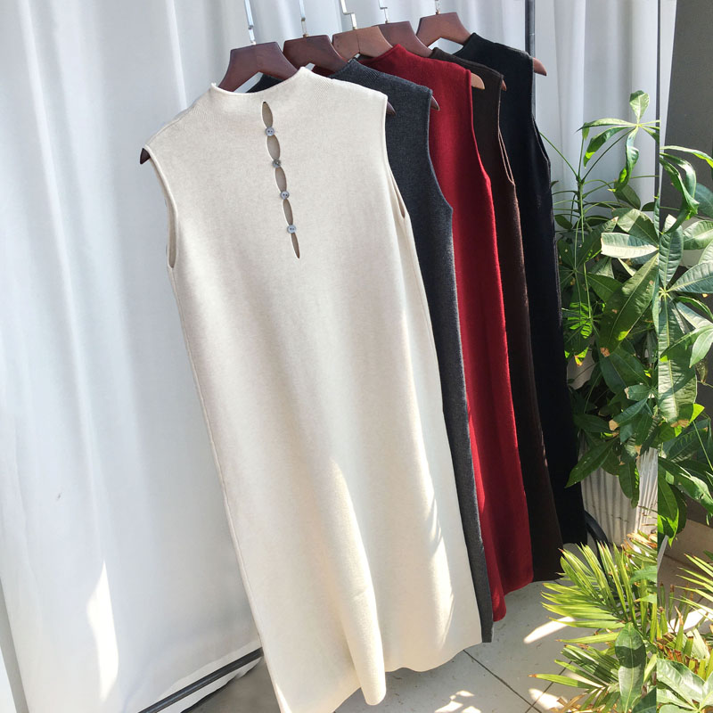 高腰针织镂空背心裙高质量