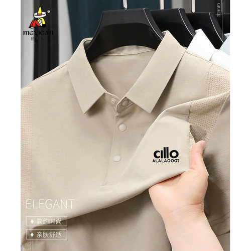 稻草人2026夏季简约Polo衫男士薄款上衣商务休闲翻领日常纯色短袖