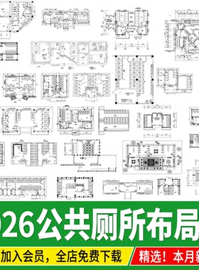 公共厕所卫生间乡村公厕平面布置图方案设计坑位布局图CAD施工图