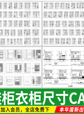 玄关柜鞋柜衣柜定制柜子设计尺寸图布局分割 全屋定制CAD施工图库