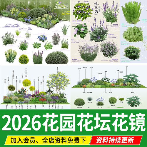 花镜园林花境植物搭配组合花坛庭院花园花卉花草ps素材psd免抠