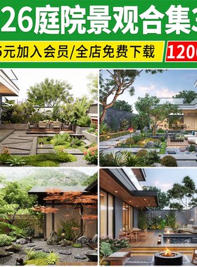 庭院花园3d模型别墅园林景观中式院子植物露台民宿小院3DMAX素材